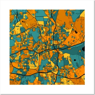 Winston-Salem Map Pattern in Orange & Teal Posters and Art